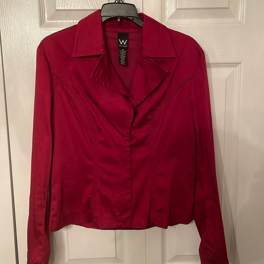 Work to weekend Maroon red zip front jacket Size 6